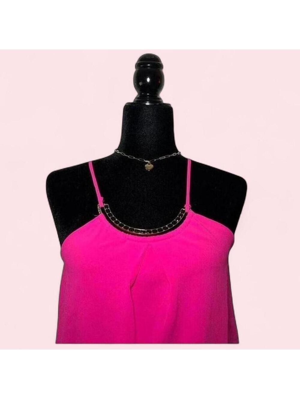 Bright Pink Y2K 2000s Kimcine Tank Top Size Small Barbiecore Coquette - Picture 4 of 6